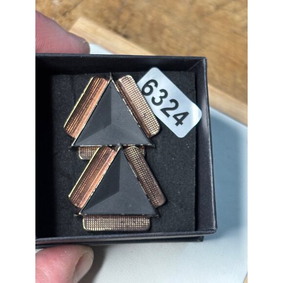 Vintage Copper & Black Geometric Cufflinks - Picture 3 of 10